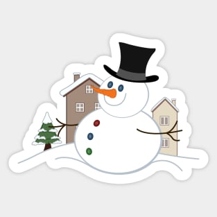 Happy Christmas Snowman Illustration Sticker